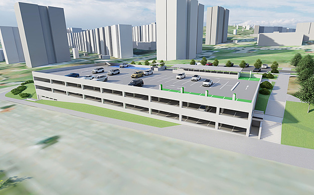 Vizualizace parkovacího domu, který vznikne v m�stské �ásti Brno-Nový Lískovec...