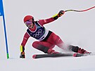 Raku�anka Mirjam Puchnerová na trati olympijského super-G, které nedokon�ila....