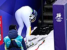 N�mka Emma Aicherová na trati olympijského super-G, které nedokon�ila. (12....