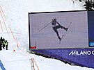 Ameri�anka Mary Bococková na trati olympijského super-G, které nedokon�ila....