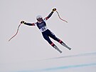 Ameri�anka Mary Bococková na trati olympijského super-G, které nedokon�ila....