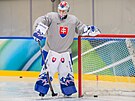 Slovenský branká� Adam Gajan na tréninku p�ed startem olympijských her.