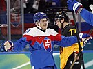 Obránce Patrik Koch slaví gól Slovák� v utkání s N�meckem.