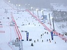 Ly�a�ské st�edisko Stelvio, Bormio. Sn�ení a mlha p�ed slalomem mu��. (16....