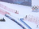 Ly�a�ské st�edisko Stelvio, Bormio. Sn�ení a mlha p�ed slalomem mu��. (16....