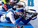 Tomá� Mikyska z �eské republiky v akci b�hem stíhacího závodu mu�� na 12,5 km....