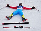 Matthieu Osch z Lucemburska v cíli alpského ly�ování slalomu mu��. (16. února...
