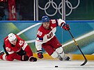 David Pastr�ák (88) v akci b�hem zápasu se �výcarskem. (15. února 2026)