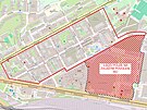 Na map� jsou te�kami vyzna�eny adresy v oblasti kolem O2 Arény, pro které lze...