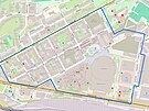 Mapa s vyzna�enou oblastí, kde bude v dob� konání mistrovství sv�ta v...