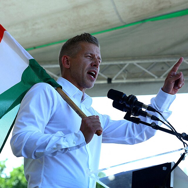 Peter Magyar, p�edseda opozi�n� strany Tisza (14. �nora 2026)