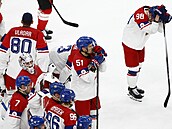 Zaklamaní �e�tí hokejisté po proh�e se �výcarskem.