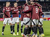 Spar�anská radost z gólu v utkání s Hradcem.