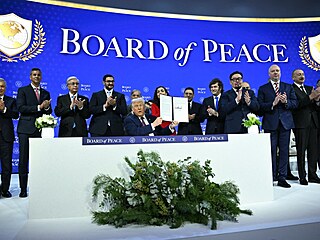 Ustanovení Rady míru na výro�ním zasedání Sv�tového ekonomického fóra 2026 v...