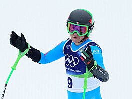 Italka Sofia Goggiaová na trati olympijského super-G, které nedokon�ila. (12....