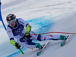 Jan Zabyst�an v akci v super-G (11. února 2026)