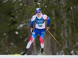 Petr Hák v biatlonovém závod� mu�� na 20 kilometr�. (10. února 2026)