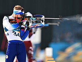 Vít�zslav Hornig z �eska st�ílí p�i nást�elu. (10. února 2026)