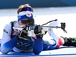 Tomá� Mikyska v akci b�hem sprintu mu�� na 10 km. (13. února 2026)