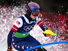 Mikaela Shiffrinová ze Spojených stát� v akci b�hem kombinovaného slalomu �en....