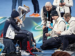 Martina Sáblíková a Petr Novák na tréninku p�ed olympijským závodem na 5...