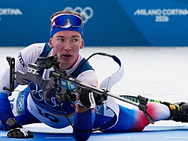 �eský závodník Petr Hák b�hem individuálního závodu mu�� na 20 kilometr� v...