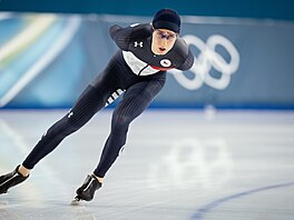 Metod�j Jílek p�ed závodem v rychrobruslení na 10 kilometr�. (13. února 2026)