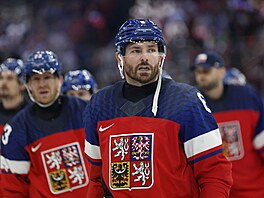 Zklamaný Michal Kempný po prohraném zápase s Kanadou. (12. února 2026)