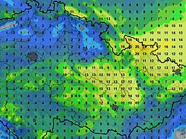 P�edpov�� mno�ství nového sn�hu, který napadne za 24 hodin od sobotního do...