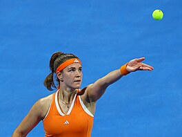 Karolína Muchová b�hem semifinále v Dauhá