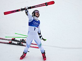 Brazilec Lucas Pinheiro Braathen, ne�ekaný vít�z ob�ího slalomu.