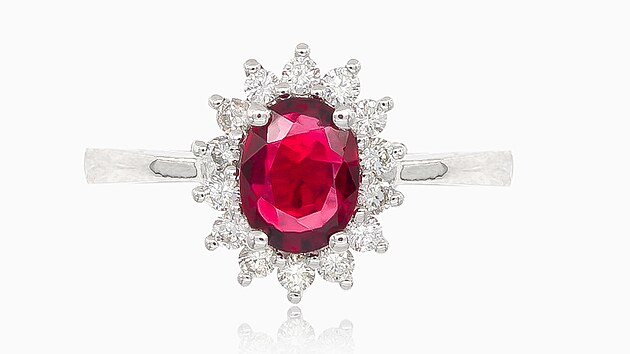 Majest�tn� prsten s diamanty a rub�ny Princess Jewellery, cena 48 950 K�
