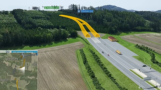 Vizualiace d�lnice D3 od V�clavic do Vora�ic.