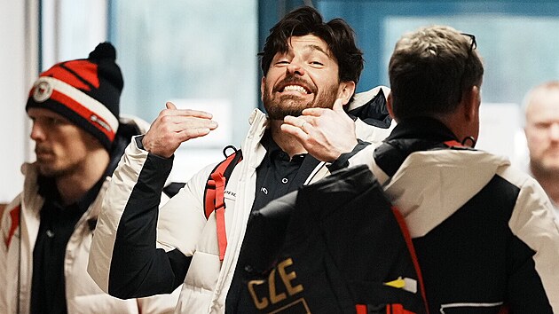 �esk� hokejov� obr�nce Michal Kempn� byl po p��letu z olympijsk�ch her v dobr� n�lad�.