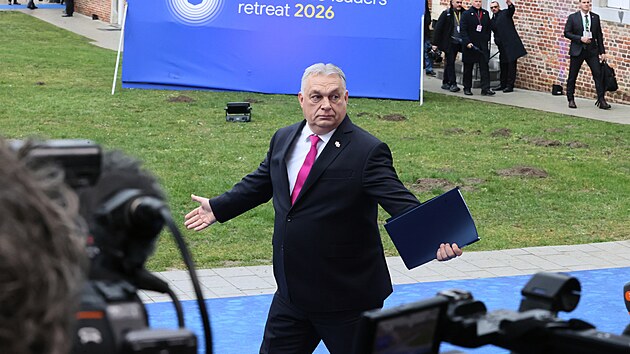 Ma�arsk� premi�r Viktor Orb�n p�ich�z� na summit EU na hrad� Alden Biesen v Bilzen-Hoeselt v Belgii. (12. �nora 2026)