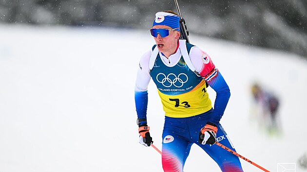 Petr H�k v z�vod� mu�sk� �tafety na zimn�ch olympijsk�ch hr�ch.