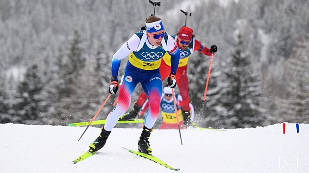 Petr H�k v z�vod� mu�sk� �tafety na zimn�ch olympijsk�ch hr�ch.