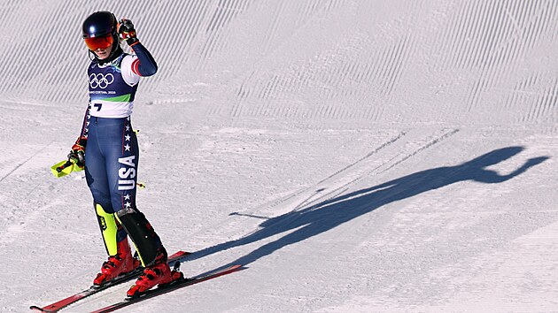 Ameri�anka Mikaela Shiffrinov� v akci b�hem slalomu �en. (18. �nora 2026)