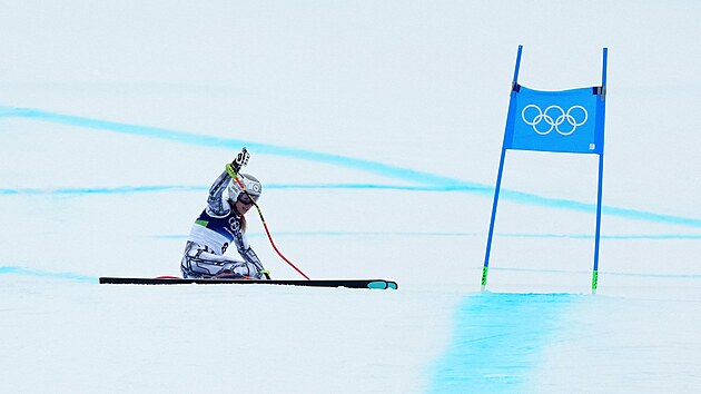 Ester Ledecká ve spodní �ásti trati chybovala, nechala se rozhodit, upadla a...