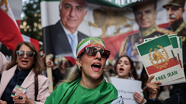 Lid� v n�meck�m Mnichov� protestuj� proti �r�nsk�mu re�imu. (14. �nora 2026)