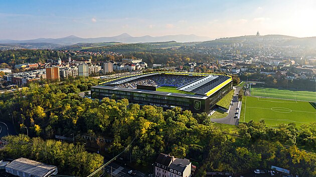 St�nadla 2.0, vizualizace p�estav�n�ho fotbalov�ho stadionu v Teplic�ch, zve�ejn�n� v �noru 2026.