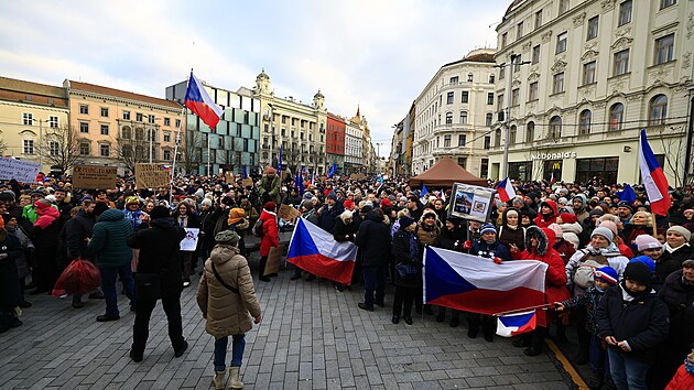 Demonstrace Milionu chvilek za prezidenta v Brn� (15. �nora 2026)
