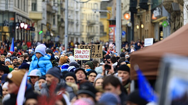 Demonstrace Milionu chvilek za prezidenta v Brn� (15. �nora 2026)