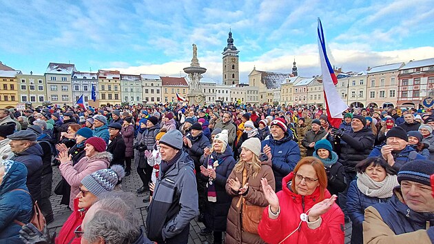 Demonstrace Milionu chvilek v Bud�jovic�ch (15. �nora 2026)