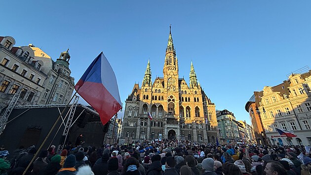 Demonstrace na podporu prezidenta Petra Pavla v Liberci (15. �nora 2026)