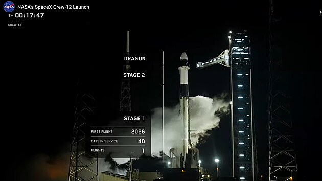 Informace o raket� Falcon 9, kter� vyn�� misi Crew-12.