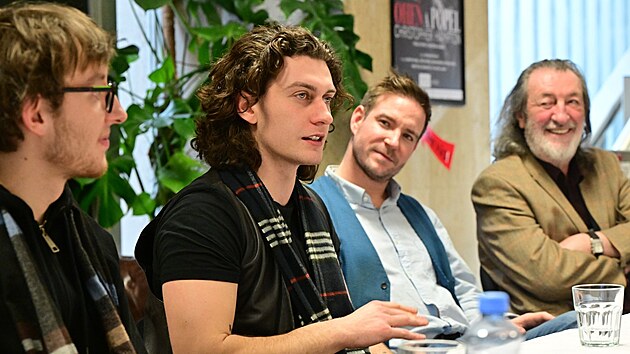 Franti�ek Pol�vka, Jan Pol�vka, Vladim�r Pol�vka a jejich otec Bolek Pol�vka v Brn� na zkou�ce inscenace And�l v lihu (28. ledna 2026)