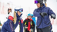 Lindsey Vonnová a Aksel Lund Svindal p�i olympijském tréninku. (6. února 2026)