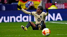 Lamine Yamal z Barcelony b�hem utkání s Atlétikem Madrid v Copa del Rey.