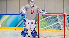 Slovenský branká� Adam Gajan na tréninku p�ed startem olympijských her.